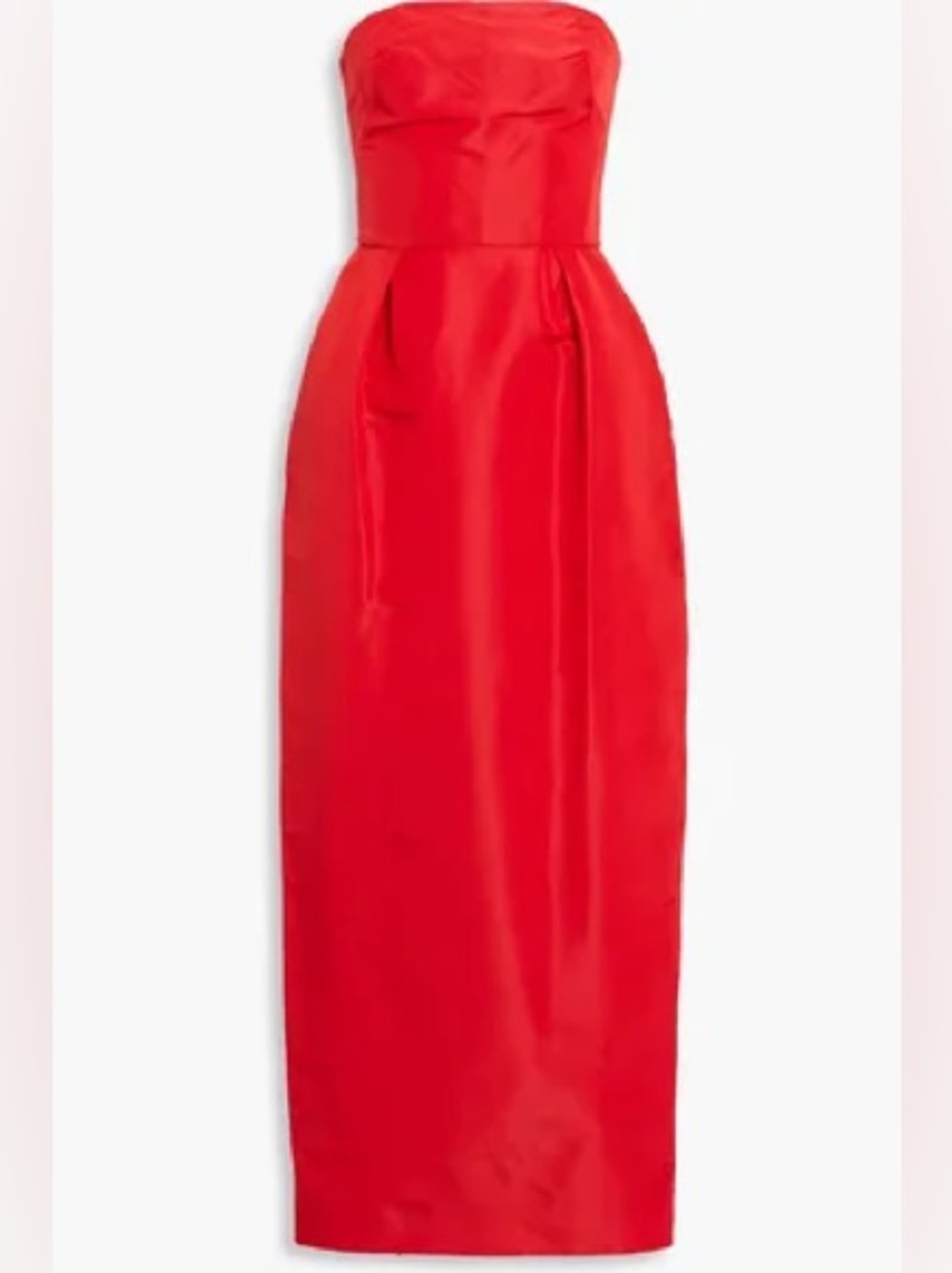 Monique Lhuillier Collection Red Strapless Pleated Faille Satin Evening Gown NWT